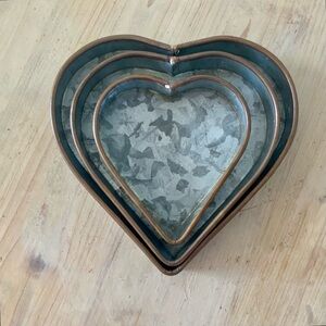 Francesca's Collections Heart-Shaped Metal Trays - Silver and Copper